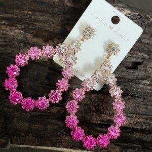 Pink Floral Ombré rhinestone Earrings